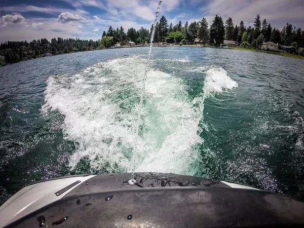 On a jet ski on a lake in the coeur d'alene city lake  idaho — Stock Photo, Image