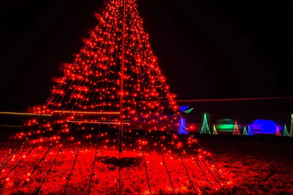 Kerst Seizoen Decorationsafter Zonsondergang Bij Tuinen — Stockfoto