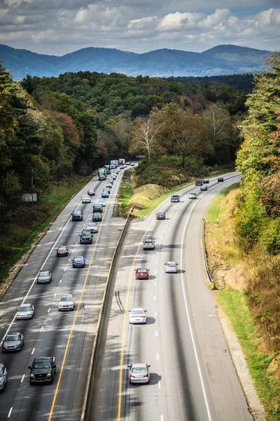 Aerial view of i-40 highway in north carolina from blue ridge pa — Stock Photo, Image