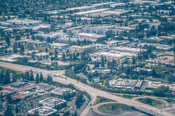 Aerial fly over san jose california and silicone valleyac — Stock Photo, Image