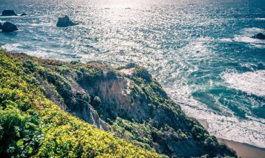 Pasifik Okyanusu big sur coatal plajları ve manzara