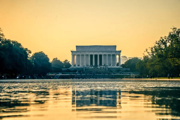 Llincoln Memoriale Tramonto Riflessione Piscina — Foto Stock