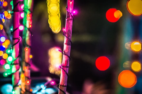 Noel sezon süsleme ve bahçeleri de ışıklar — Stok fotoğraf