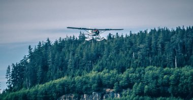 Tek Prop uçak Pontoon düzlem su Iniş Alaska son fro