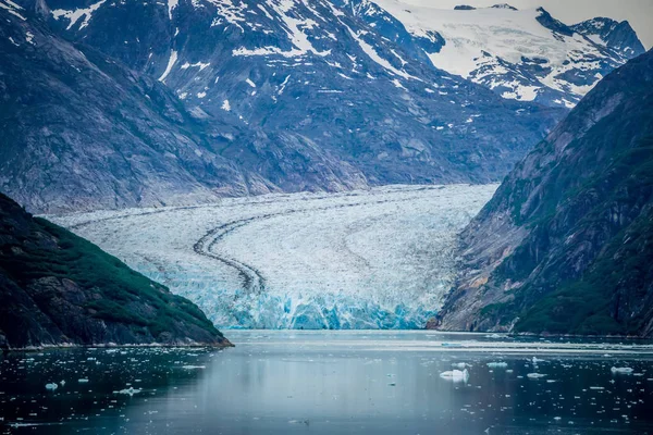 Sawyer Gleccser Tracy kar Fjord Alaszkában földnyelv — Stock Fotó