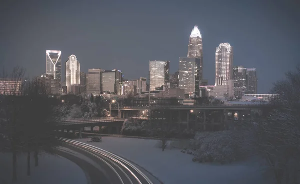 Rzadkie krajobrazy zimowe wokół Charlotte Północnej Karoliny — Zdjęcie stockowe