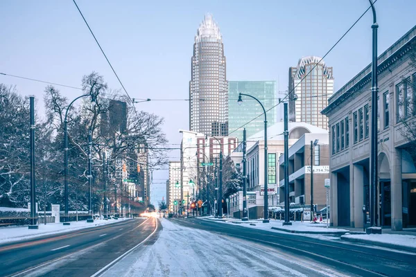 Cenário de inverno raro em torno de charlotte carolina do norte — Fotografia de Stock