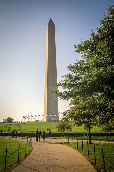 Washington dc pomnik wieża o zachodzie słońca — Zdjęcie stockowe