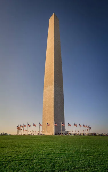 Washington dc pomnik wieża o zachodzie słońca — Zdjęcie stockowe