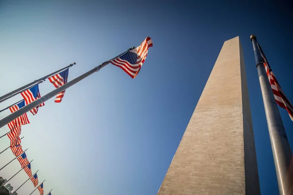 Washington dc pomnik wieża o zachodzie słońca — Zdjęcie stockowe