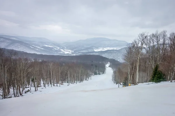 Winter seizoen schermen bij sneeuwschoentrails berg west viginia skiën — Stockfoto