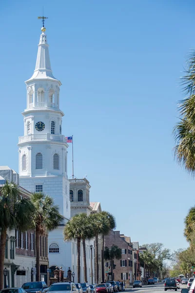 St. Michael Church Charleston Güney Caro tarihi şehir merkezinde — Stok fotoğraf