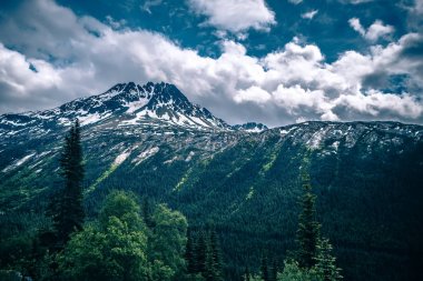 Beyaz Pass ve Yukon güzergah üzerinde büyük lan üzerinden geçen tren