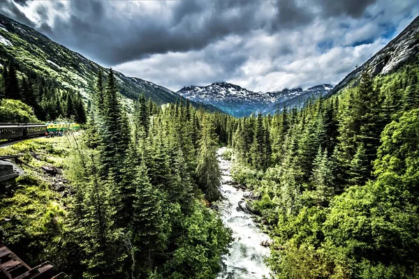 Der weiße Pass und die Yukon-Route im Zug, der durch weite — Stockfoto