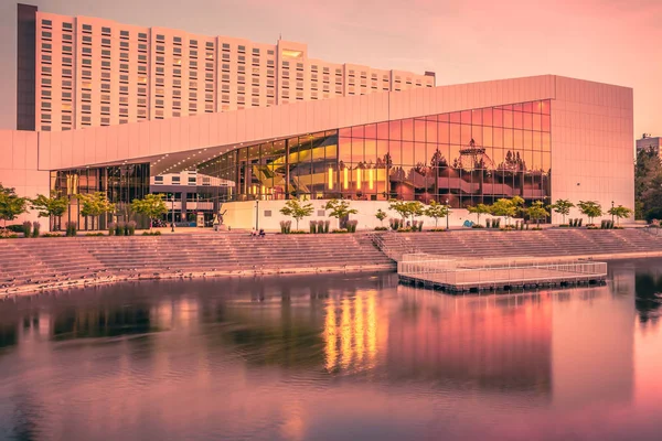 Spokane Washington City skyline e centro congressi — Foto Stock