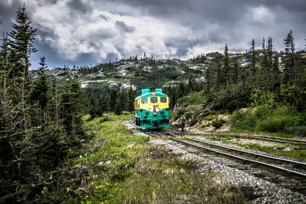 Pociągiem z skagway do przełęczy białego alaska — Zdjęcie stockowe