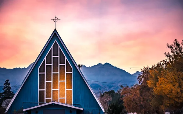 chapel in bishop california autumn season