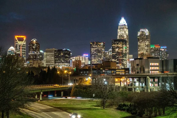 Nacht Charlotte North Carolina — Stockfoto