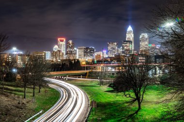 Şehir merkezinde Charlotte North Carolina Skyline 