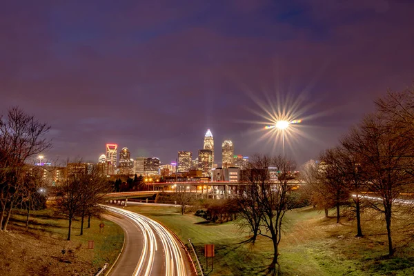 Centrum Miasta Charlotte North Carolina Panoramę — Zdjęcie stockowe