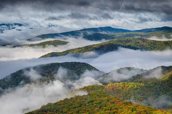 Autunno Sulle Montagne Degli Appalachi Vista Lungo Blue Ridge Parkwa — Foto Stock