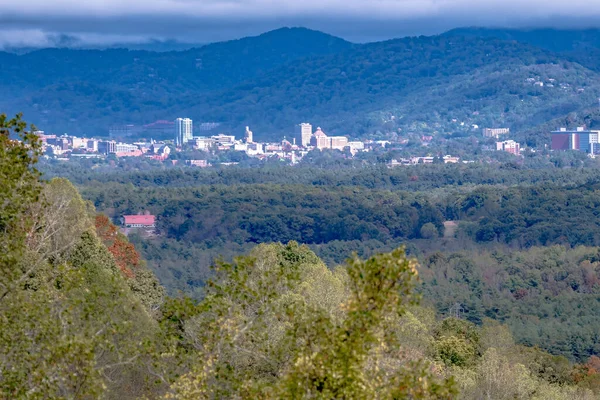 Légi Felvétel Asheville Belvárosáról Észak Karolináról Környező Hegyekről — Stock Fotó