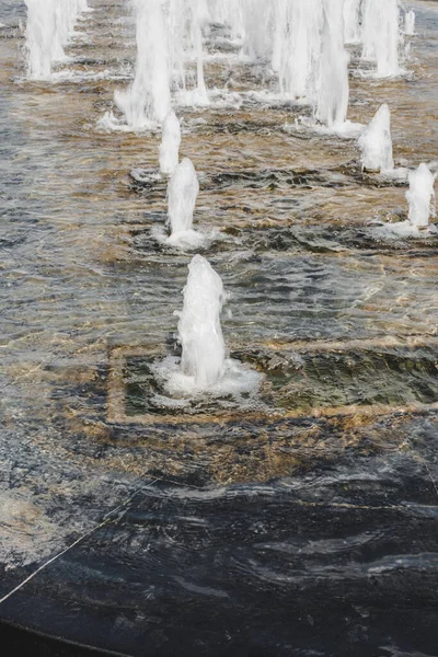 Pressione Getto Acqua Dalla Fontana Forte Testa Getti Acqua Dalla — Foto Stock