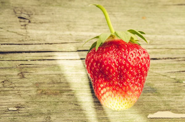 Frische Erdbeere Frische Erdbeere Auf Hölzernem Backgtound Ansicht Von Oben — Stockfoto