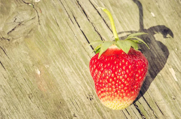 Frische Erdbeere Frische Erdbeere Auf Hölzernem Backgtound Kopierraum — Stockfoto