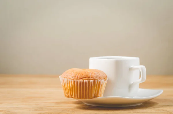 muffin and coffee for breakfast. Copy space