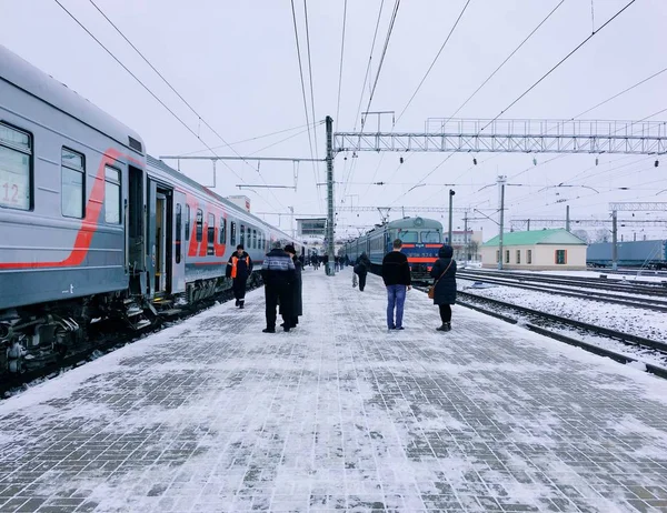 Estação Ferroviária Inverno — Fotografia de Stock
