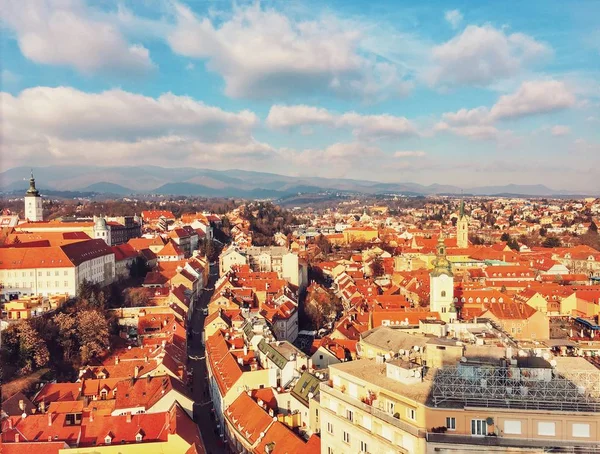 Vista Aérea Urbana Zagreb Croacia —  Fotos de Stock