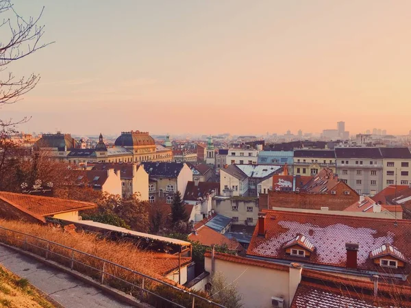 Vista Aérea Cidade Urbana Zagreb Croácia — Fotografia de Stock