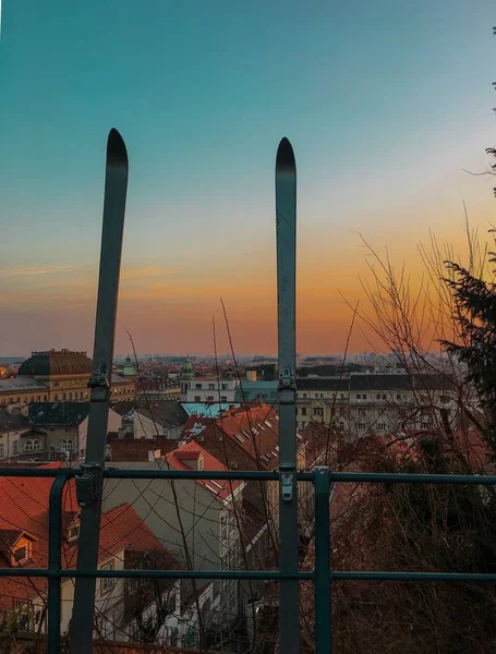 Vista Aérea Cidade Urbana Zagreb Croácia — Fotografia de Stock