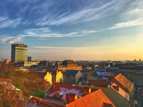 Aerial Urban City View Zagreb Croatia — 스톡 사진