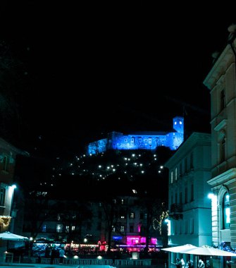 Night castle view in Ljubljana