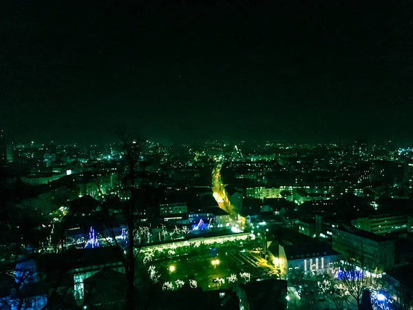 Cidade Urbana Noturna Liubliana — Fotografia de Stock