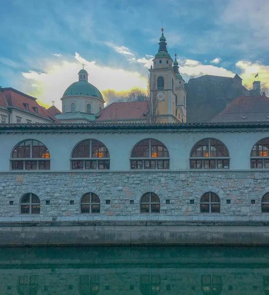 Historické Centrum Města Pohled Lublaň — Stock fotografie