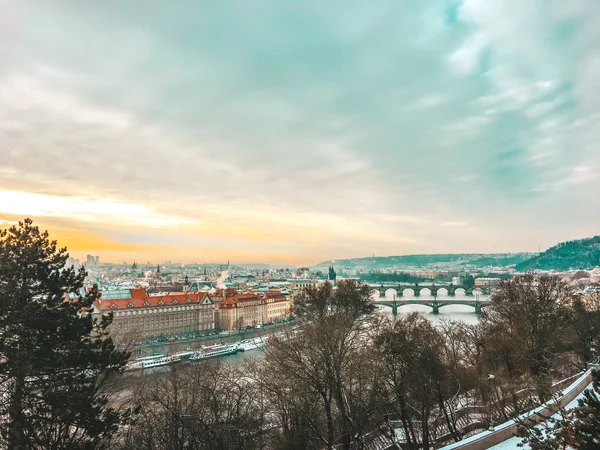 Paisagem Urbana Praga Nascer Sol — Fotografia de Stock