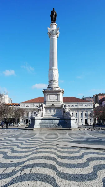 Statua di Re Pietro IV, Piazza Rossio, Lisbona, Portogallo — Foto Stock