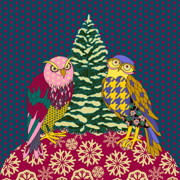 クリスマスと新年お祝いグリーティング カード、ビンテージ、レトロです — ストックベクタ