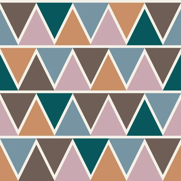 Diseño de patrón de triángulo, fondo de moda retro sin costuras, 1960, 1970, estilo de moda de 1990 — Vector de stock