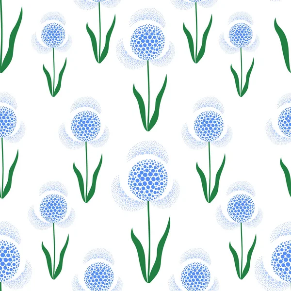 Cute Floral Pattern Dandelion Seamless Vector Background Summer Texture Trandy — Stock Vector