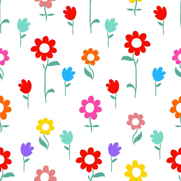 Diseño de patrón floral vectorial, flores encantadoras dibujadas a mano, lindo co — Vector de stock
