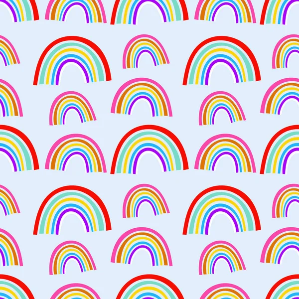 Vector Rainbow Pattern Design, disegnato a mano bello, carino contemporaneo senza cuciture sfondo e stampa per bambini e neonati disegno del panno — Vettoriale Stock