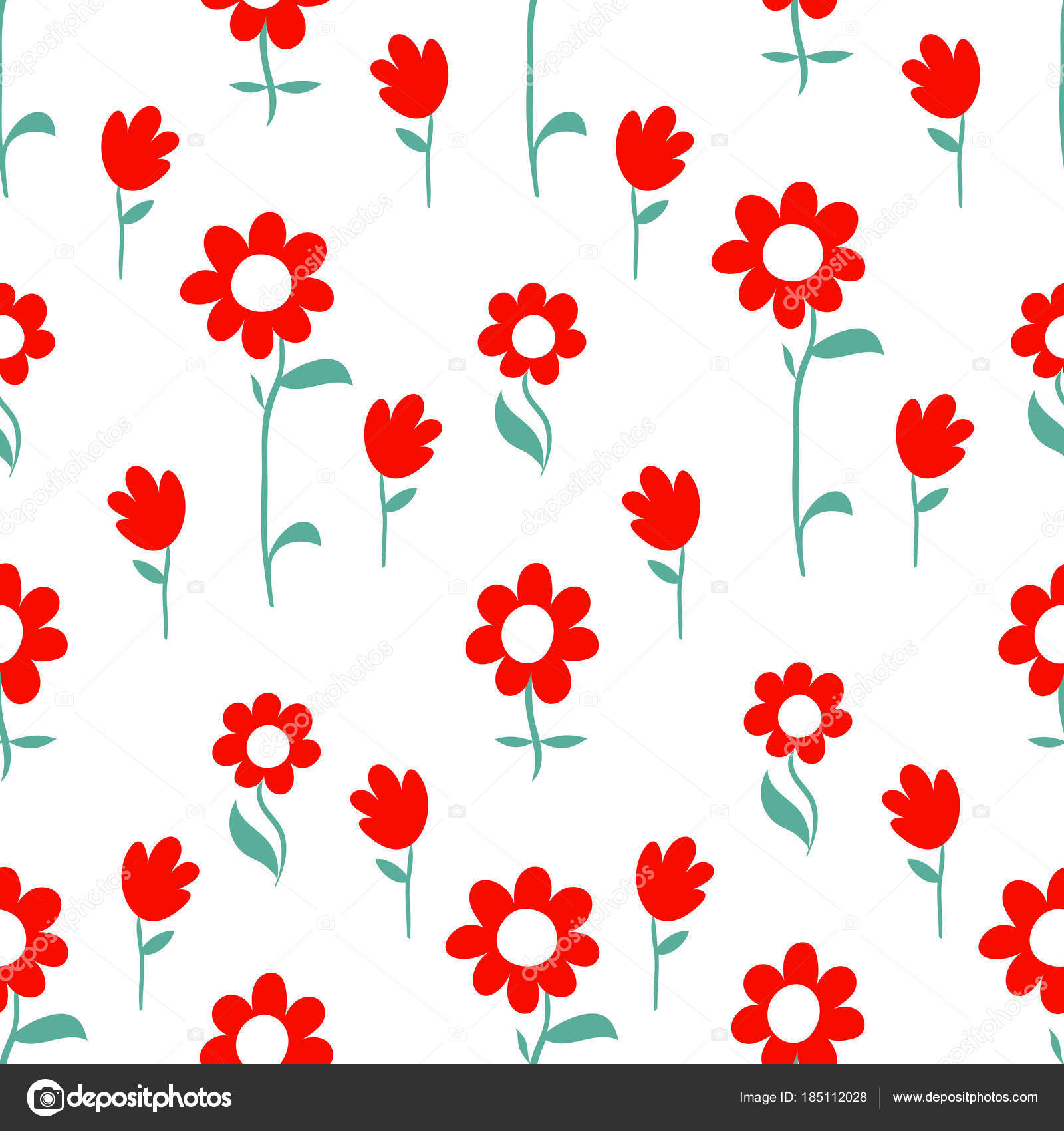 Vector Floral Pattern Design Hand Drawn Lovely Flowers Cute Contemporary Seamless Background And Print For Kids And Babies Cloth Design Stock Vector C Duddi 185112028