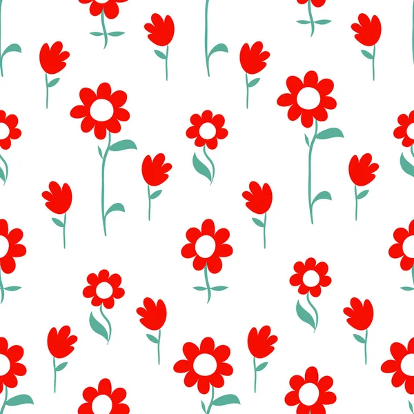 Vector Floral Pattern Design, disegnato a mano bei fiori, carino sfondo contemporaneo senza cuciture e stampa per bambini e neonati disegno del panno — Vettoriale Stock