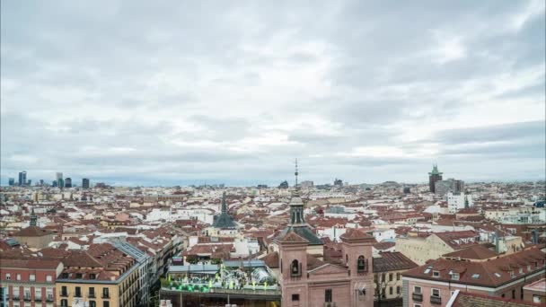 Zeitraffer Madrid Von Einem Wolkenkratzer — Stockvideo