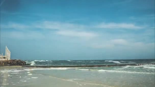 Time Lapse Μαύρη Θάλασσα Παραλία Στην Οδησσό — Αρχείο Βίντεο