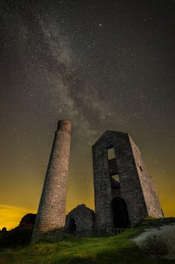 Milky Way Over Old Mine Buildings. clipart